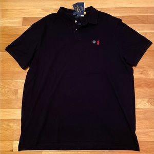 New Polo Ralph Lauren Men’s Mesh Black Polo Shirt Red Pony Classic Fit Size XXL